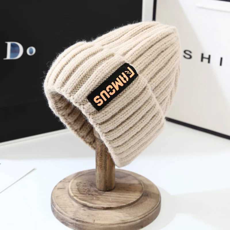 Beanie/Skull Caps Winter hat men's and women's versatile fashion long label woolen hat warm ear protection toe cover knitted hat Q261017
