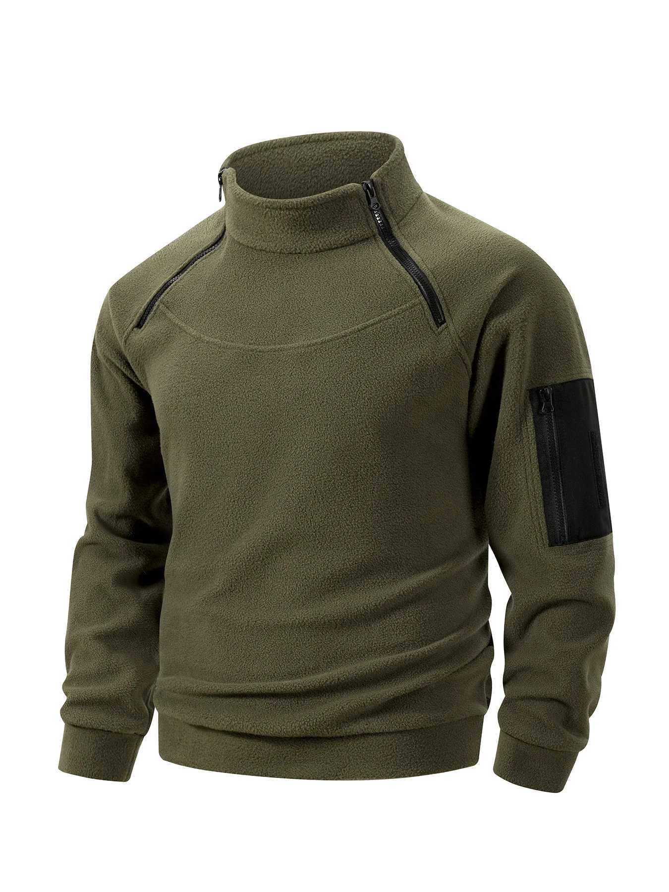 Flce Winter Men's Pullover Tactical Hoodie Warm Long Flce lined Hooded Sweatshirt Pullover with Pockets Commando Sweater M261016