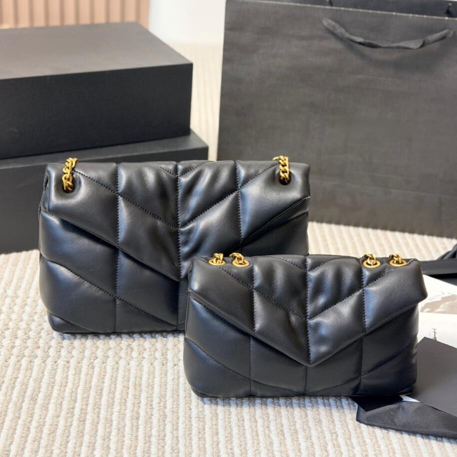 luxury designer bag for women loulou puffer bag soft leather v stitching flap chain shoulder bag large capacity padded handbag for daily wear