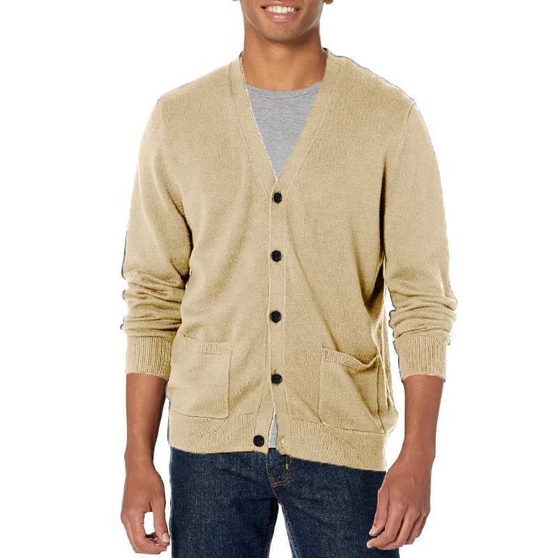 Neck Mens V Cardigan Sweater Button Down Sweaters Long Slve Lightweight Fall Knit Outwear with Pockets Autumn Casual Tops M261016