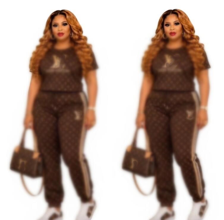 women's Tracksuit Luxury loose casual sports embroidery round neck short sleeved T Shirt pants Designer women's two-piece set