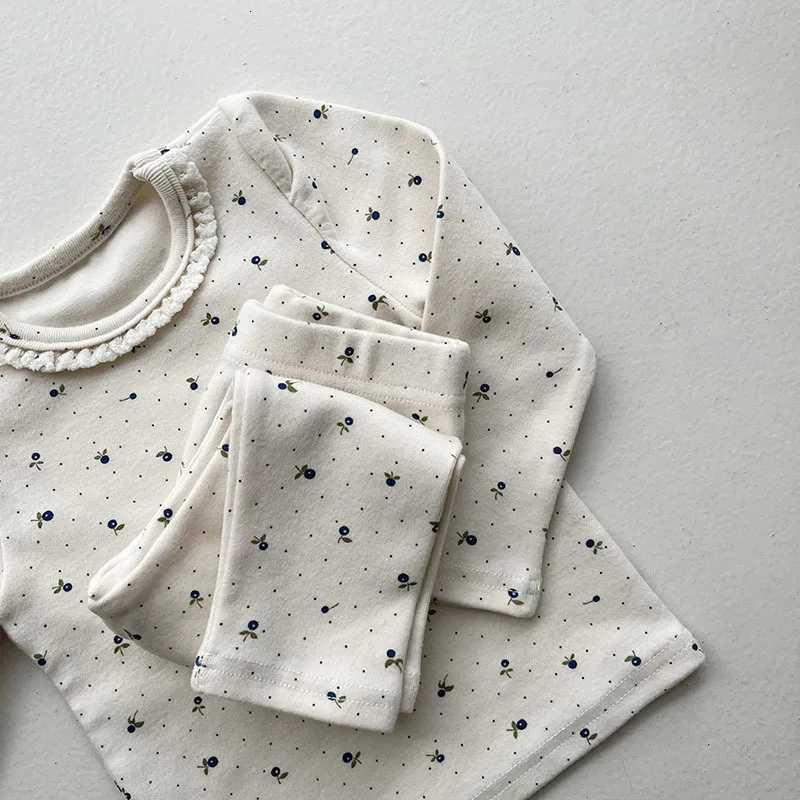Pajamas Spring Autumn Newborn Flower Print Hewear Pajamas Suit Boy Girl Baby Cotton Lace Long Sle Tops + Pants 2 Pcs Pyjamas SetW261019