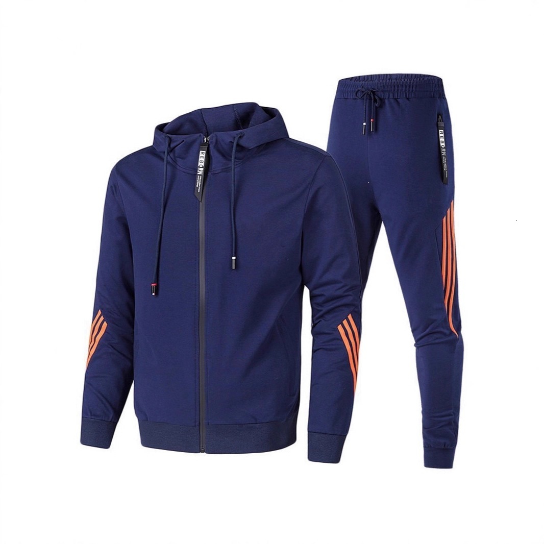 Men Slim Fit Two Piece Tracksuit 2026 Spring Autumn New Hooded Sweatshirt Jogger Pants Set Comfort Athleisure Outfit For Daily Casual Wear