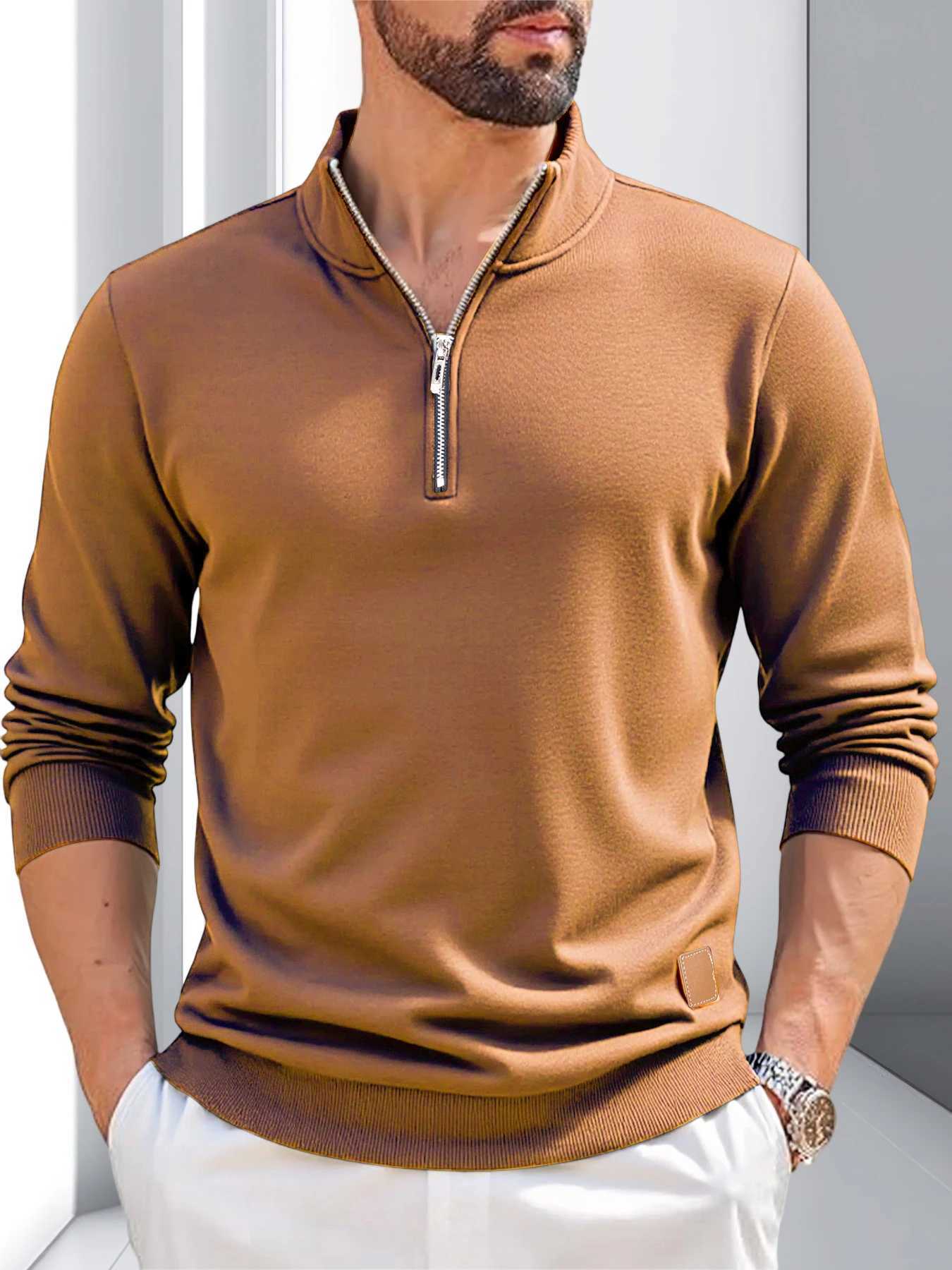 Dress Men's Pullover Quarter Zip Slim Sweater Mock Neck Sweatshirts Casual Solid Color Long Slve Pullovers Warm Outerwear M261016