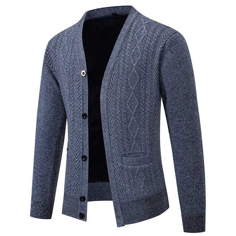 Winter Men's Casual Cardigan Autumn Korean Style Fashion Knitted Sweater Coats Men V-Neck Solid Color Knit Cardigan Outerwear M261016