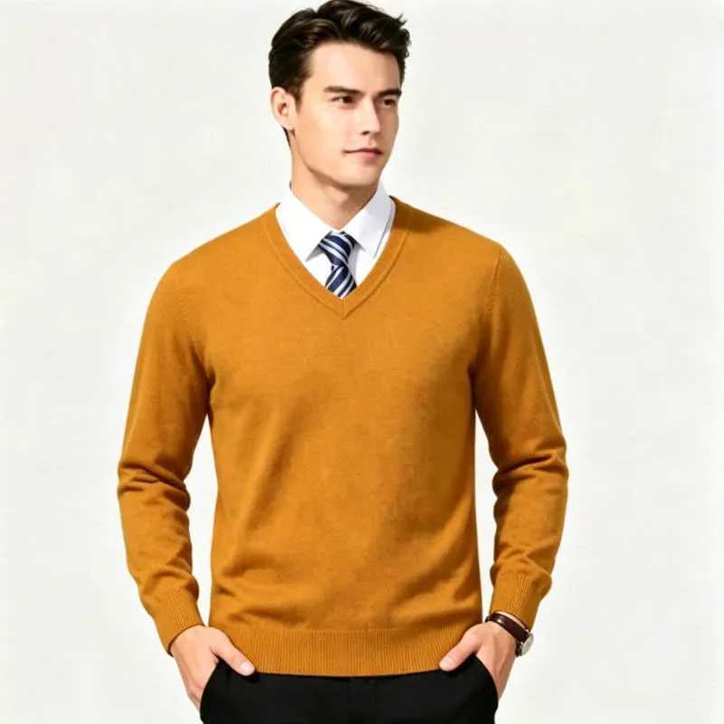 Sweater 2025 Casual New Men's V Neck Long Slve Knitted Sweater Pattern Fashion Versatile Top M261016
