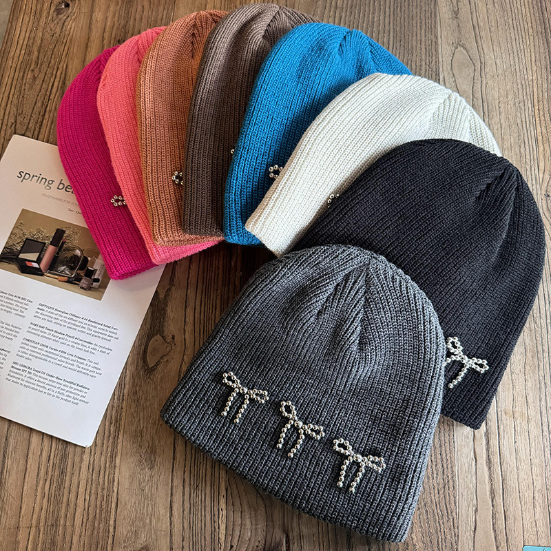 Luxury Cap Brand Designer Hat Luxury Cap Brand Designer Hat Instagram Influencer's Same Style Knitted Beanie With A Bow, Women's Autumn Wi