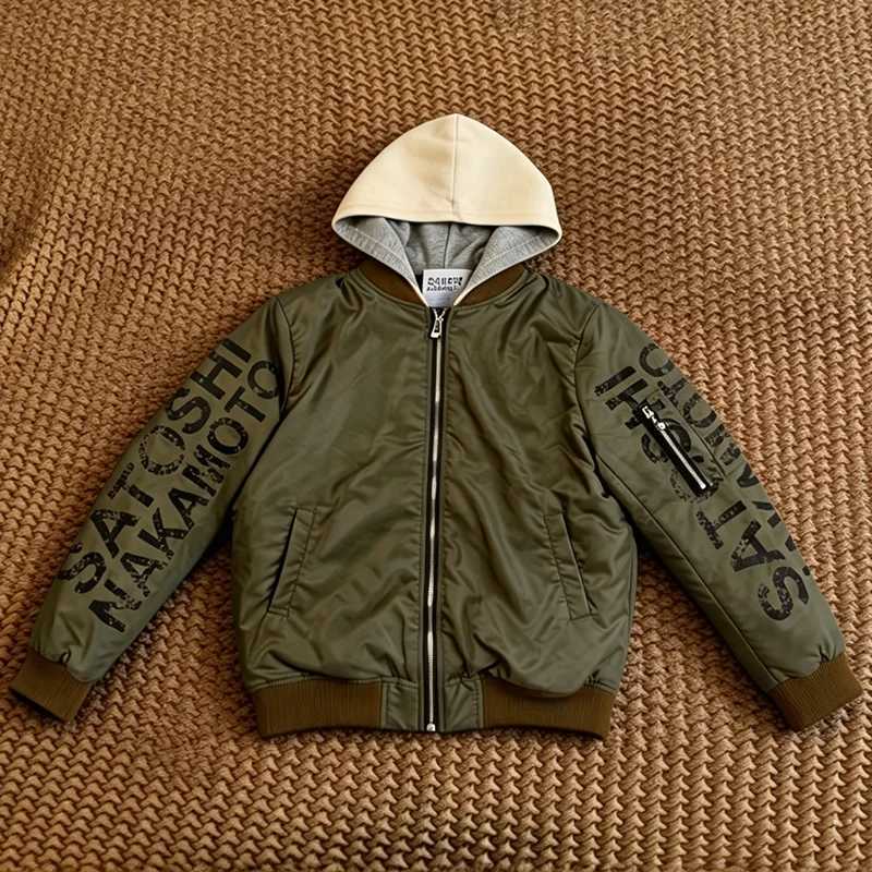 High Street 26FW New Graffiti Print Satoshi Nakamoto Hood Bomber Jacket Warm Cotton Baseball Coat Detachable Men Women T261019
