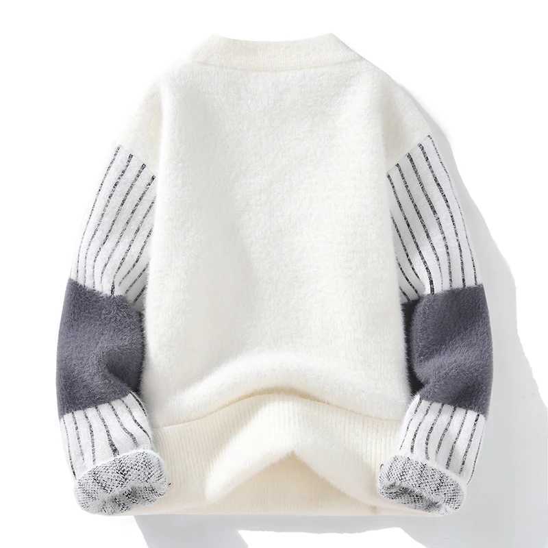 Mens Winter Sweater New Mens Casual Slim Print Thicken Warm Knitted Sweater Jumper Strt All Match Sweatshirt Pullover M261016