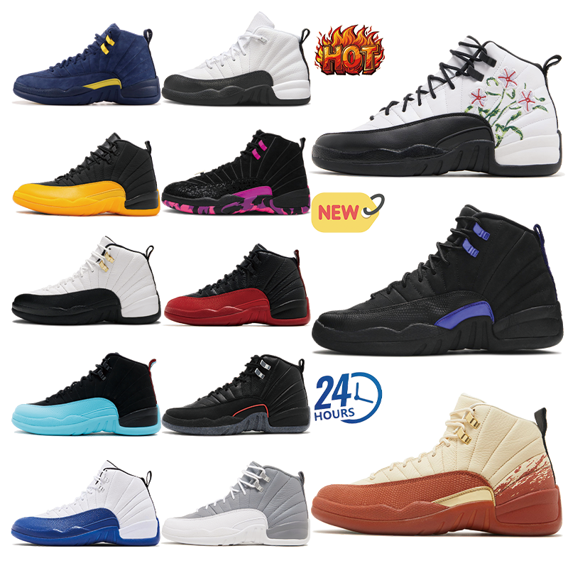 Taxi 12 12s designer basketball shoes men women Grey White Black Light Blue Print Pearl Pink Flu Game French Blue Playoff mens trainers outdoor snea