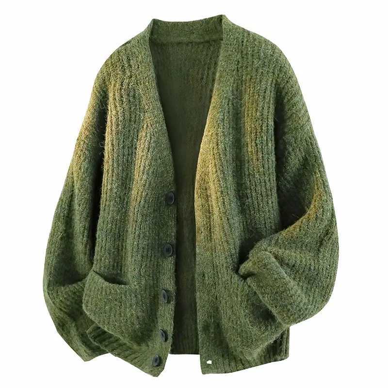 New Winter 2026 V Autumn Neck Cardigan Sweater Men Loose Versatile British Style Simple Knit Outerwear Long Slve Tops M261016