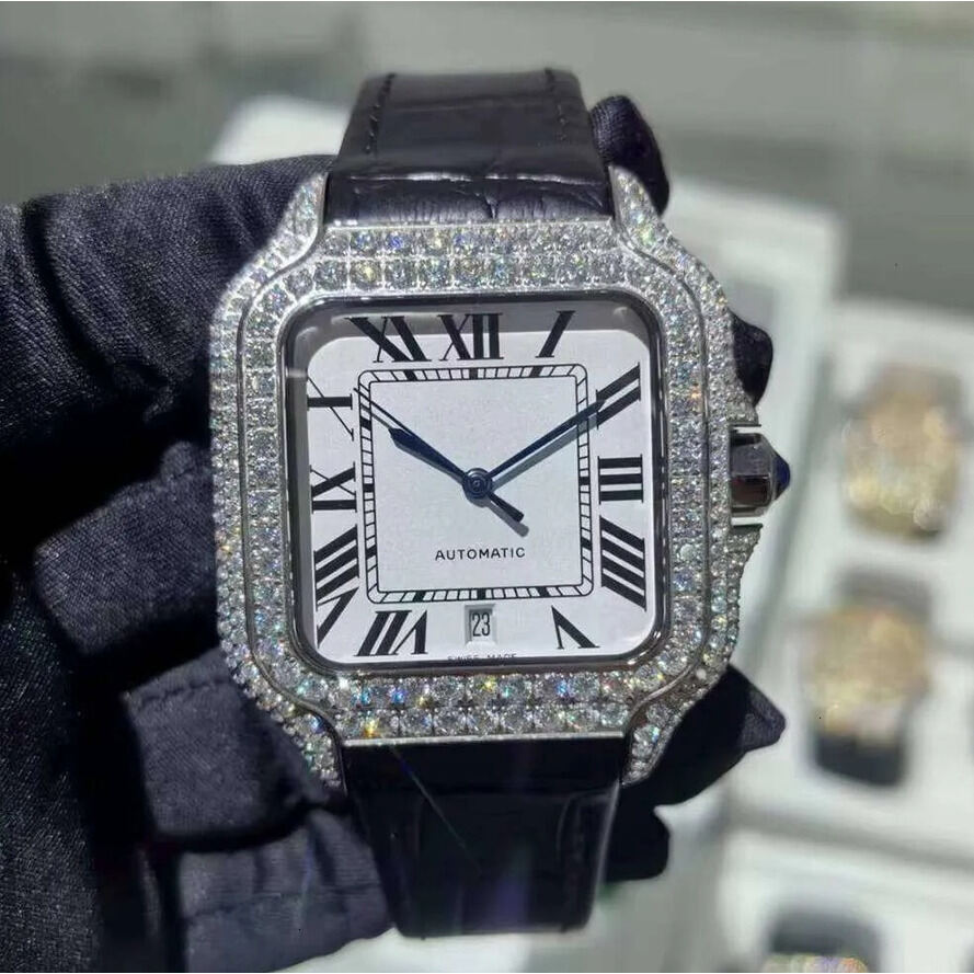 Hip Hop VVS Moissanite Iced Out Automatic Mechanical Watch Men's And Women's Watches Luxury Diamond Design Tested For Perf ljh654