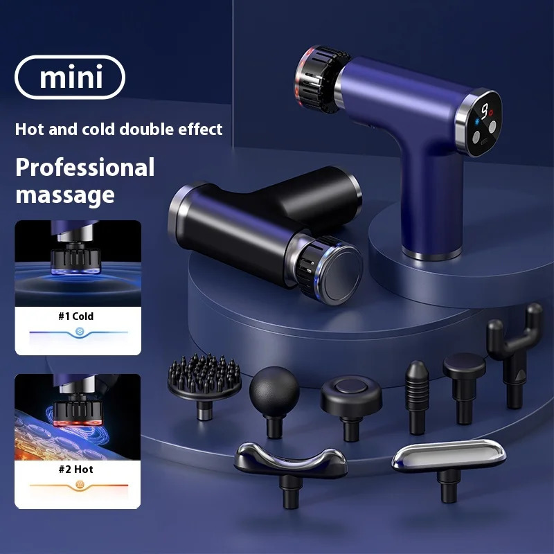 Electric Massage Gun With Heat Cold 9 Gears Multifunctional Fascia Gun Home Portable Gym Use Small Quiet Handheld Massager 261009