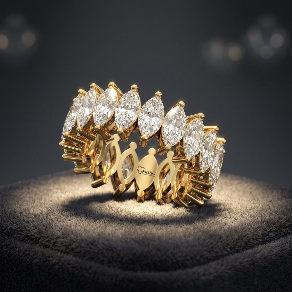Excellent Marquise Cut Lab Grown Diamond Ring 925 Sterling Silver 9K 14K 18K Gold Elegant Women's Engagement and Fine Jewelry