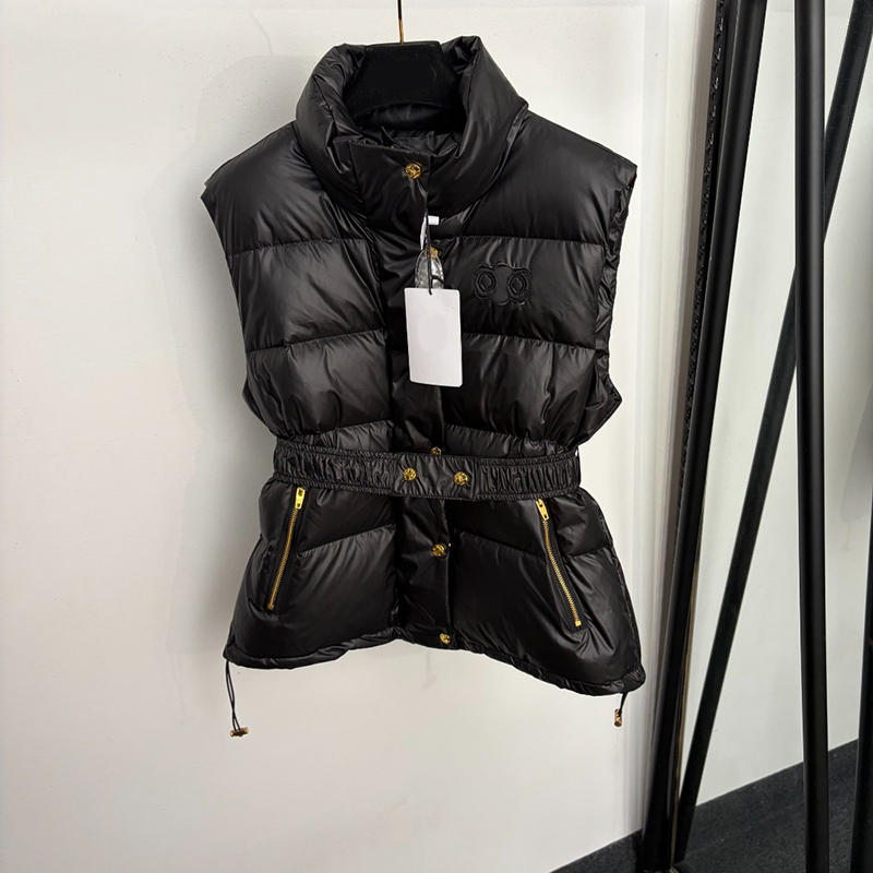 Stand Neck Warm Waistcoat For Women Casual Simple Quilted Slim Vest Jackets Autumn Winter Daily Wear Vintage Sleeveless Gilet