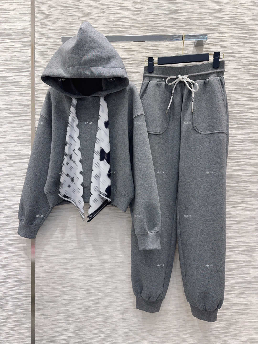 New lady 2 Piece Tracksuit Set Cropped Hoodie Jogger Pants letter print Scarf Hooded Sweatshirt women designer clothes loose Casual Sport Outfit A72
