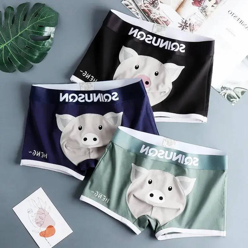 Men's Underwear SQINUSQN Mens Boxer Panties Breathable Cute Little Pig Comfortablemen Underpants briefs Size M4xl Underpants