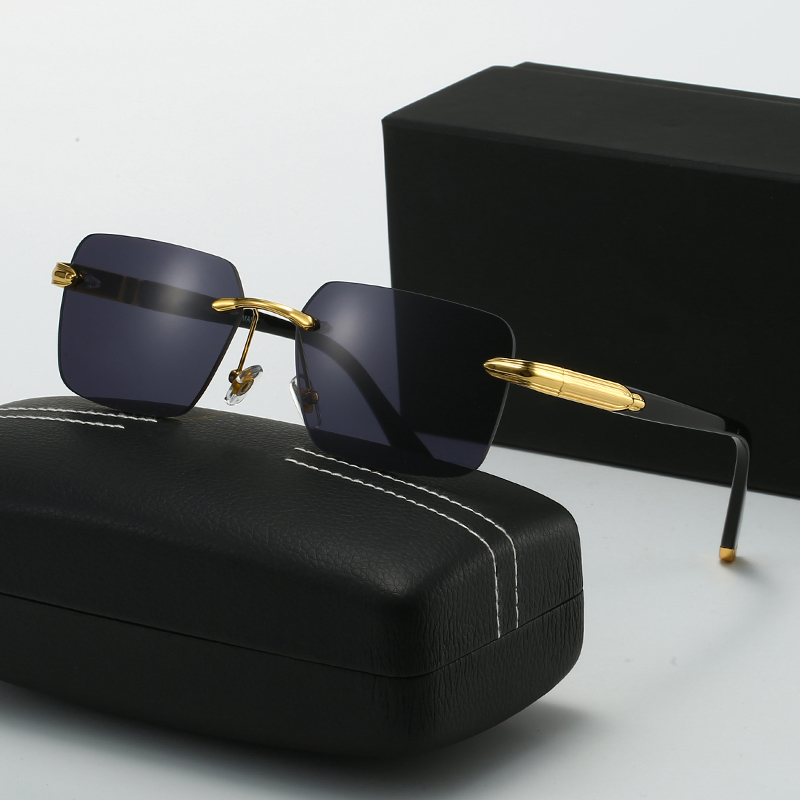 Designer Sunglasses Women Men sunglasses Fashion Classic Frame Glasses Rectangle Frames Composite Silver Rimless Frame Sunglasses UV400 With Box lun