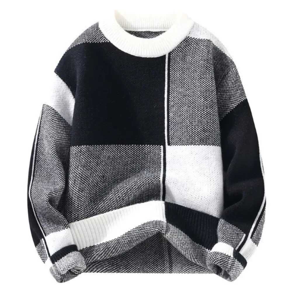 Slve Round Long Collar Crewneck Thick Knitwear Autumnr and Winter Pullover Man Casual Y2k Knitted Sweaters for Men M261016