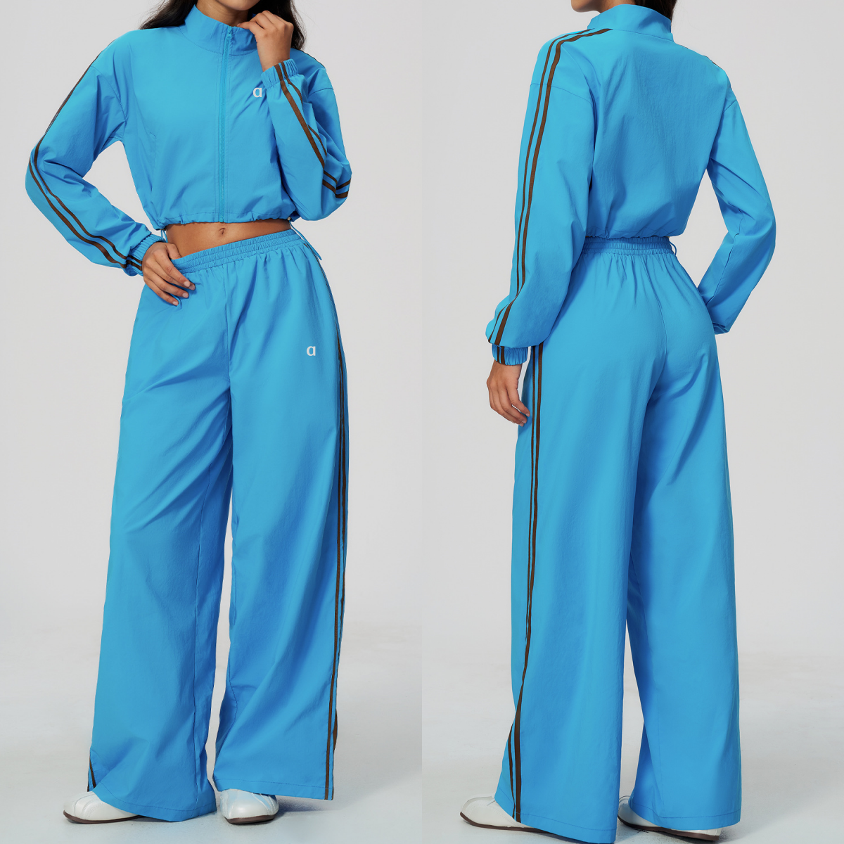 3033AO 3D argent col montant veste de sport ample pantalon de sport à jambes larges séchage rapide coupe ample décontracté Fitness veste courte d