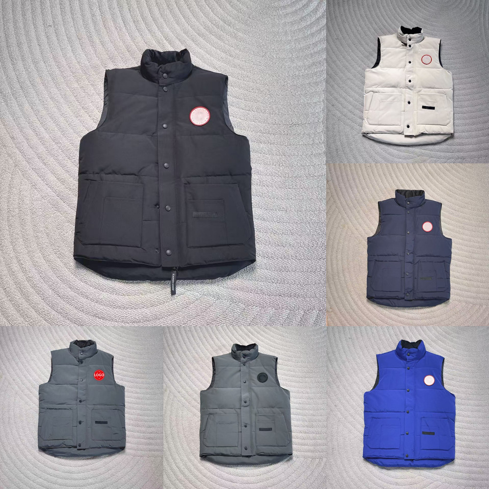 Mens gilet designer vests jacket body warmer loose coat goose waistcoat feather material graphite gray black and white blue fashion trend couple coa