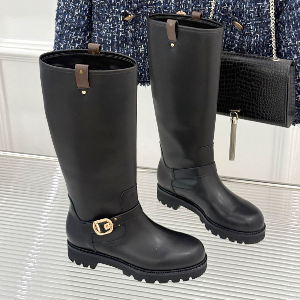 Citizen High Boot botas altas hasta la rodilla de diseñador para mujer 1AKHMZ Botas hasta la rodilla de piel de becerro lisas negras Botas de lujo d