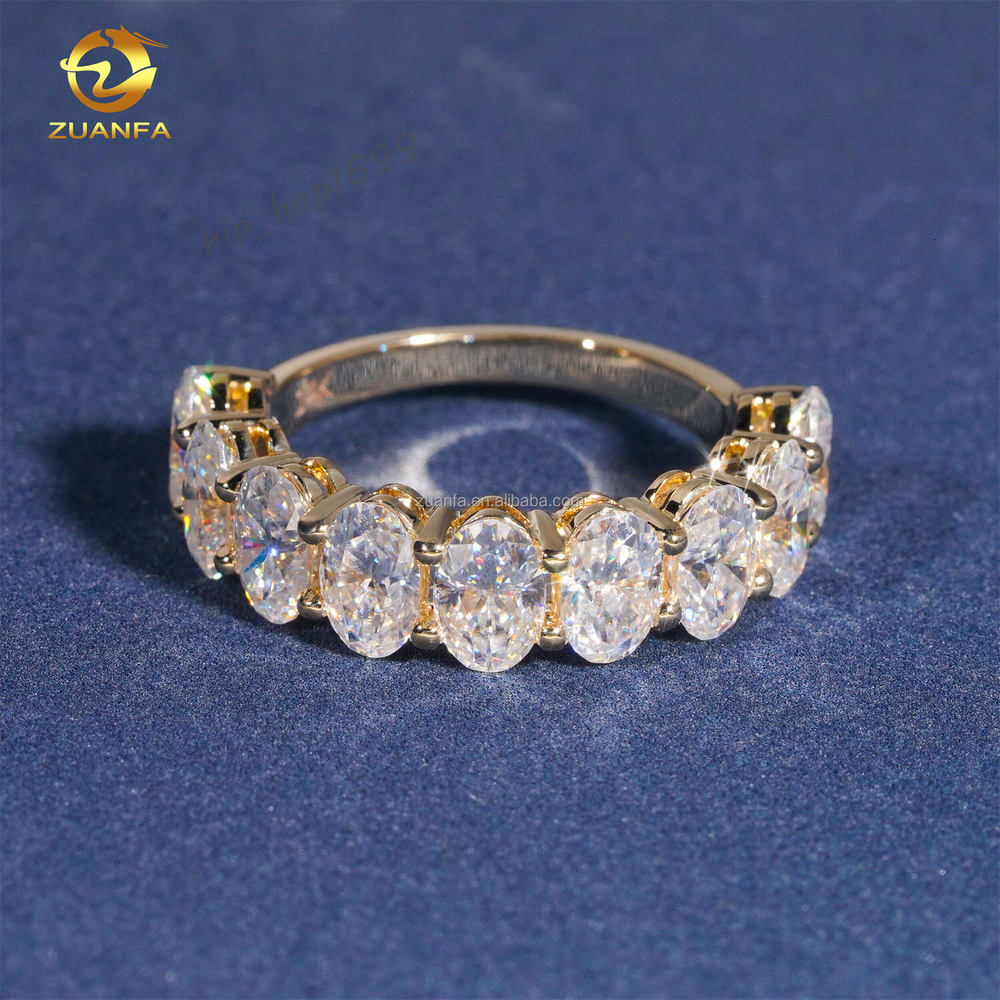 Customized Unique Design Elegant Luxury Wedding Jewelry Bridal Gorgeous 14k Gold 0.5ct Oval Shape Lab Grown Diamond Band Ring