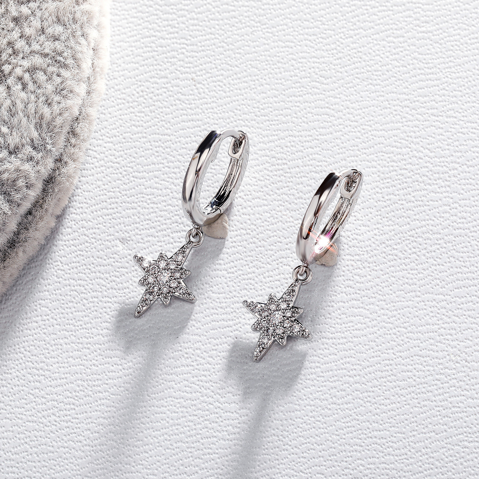 Unique Starburst for Girls silver Luxury Iced Octagonal Star Earrings with moissanite Inlay, Cool and Elegant Style, Bestseller in Real Out D VVS Di