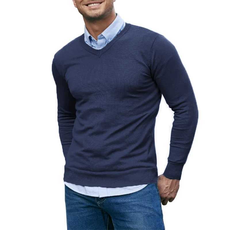 Knitted Men's V Neck Sweater Pullover Casual Soft Lightweight Long Slve Dress Sweater Autumn Breathable Slim Fit Sweaters M261016