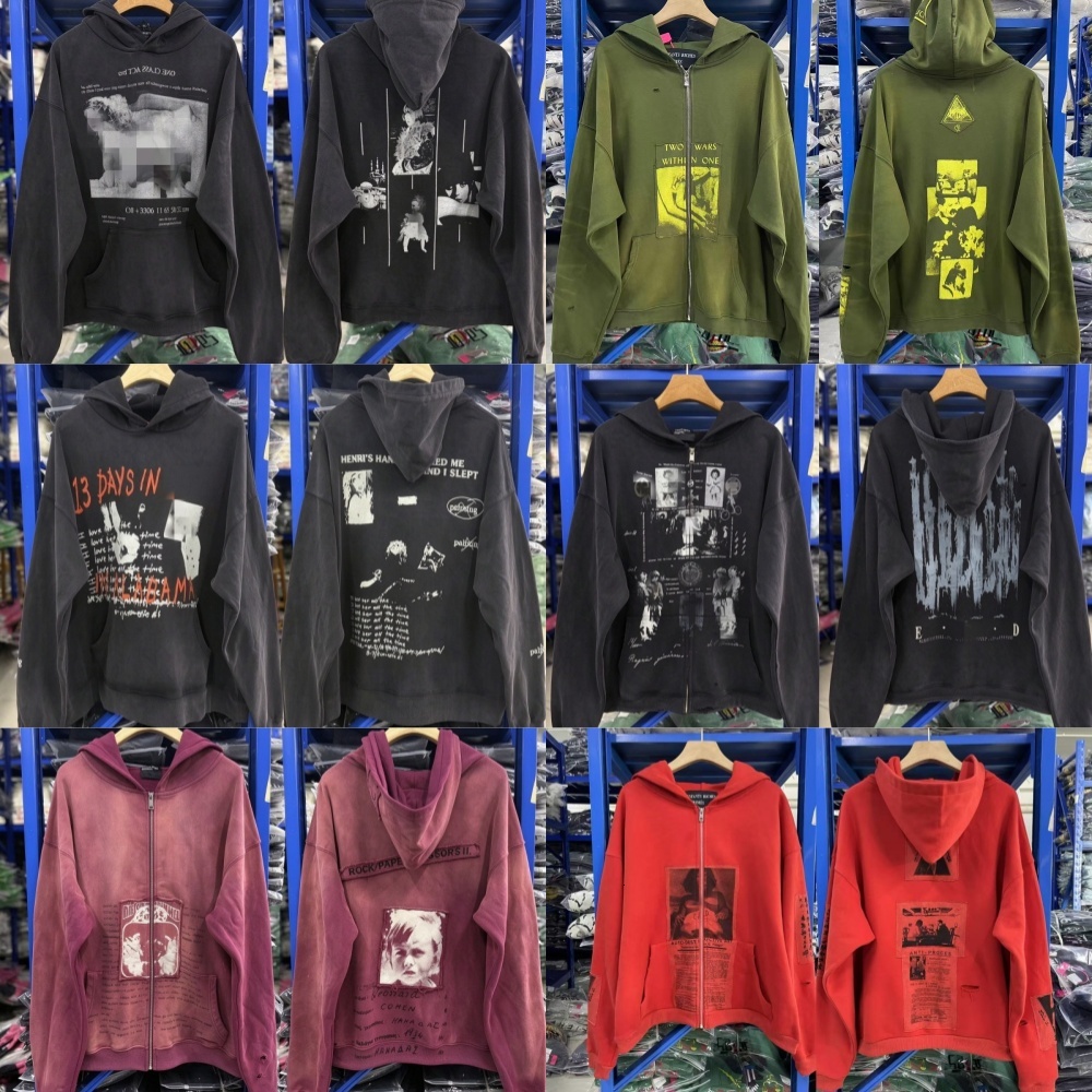 Depressed Rich Son hoodies designer men zip up hoodie women fashion sweatshirt washed distressed tech fleece pullover men pull graphic hoodie V7