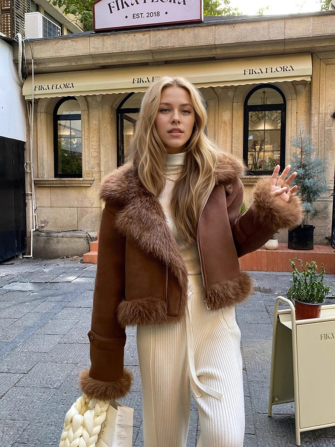 European and American cross-border e-commerce best-selling faux fur suede short motorcycle Korean-style casual jacket, wholesale for winter