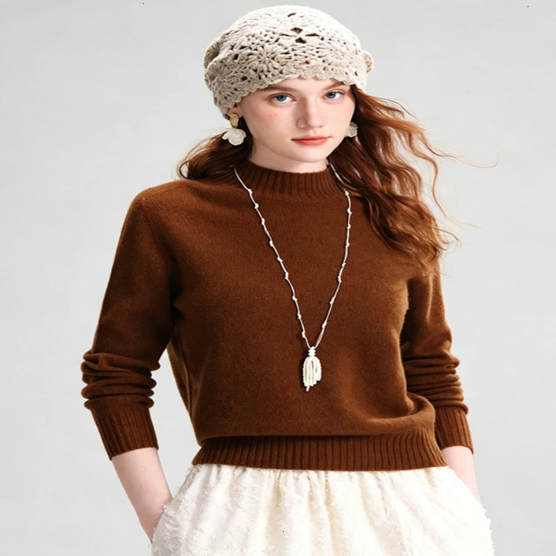 2026 Autumn Winter Women Pullover Mock Neck Long Sleeve Solid Color Sweater KoreanStyle Cropped Knit Base Layer Top 261013