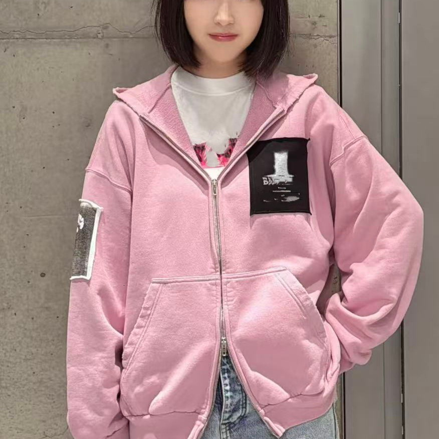 Cross-border high-end Parisian brand designer luxury B's new collaboration collection: oversized, color-blocked, unisex zip-up hooded sweatshir