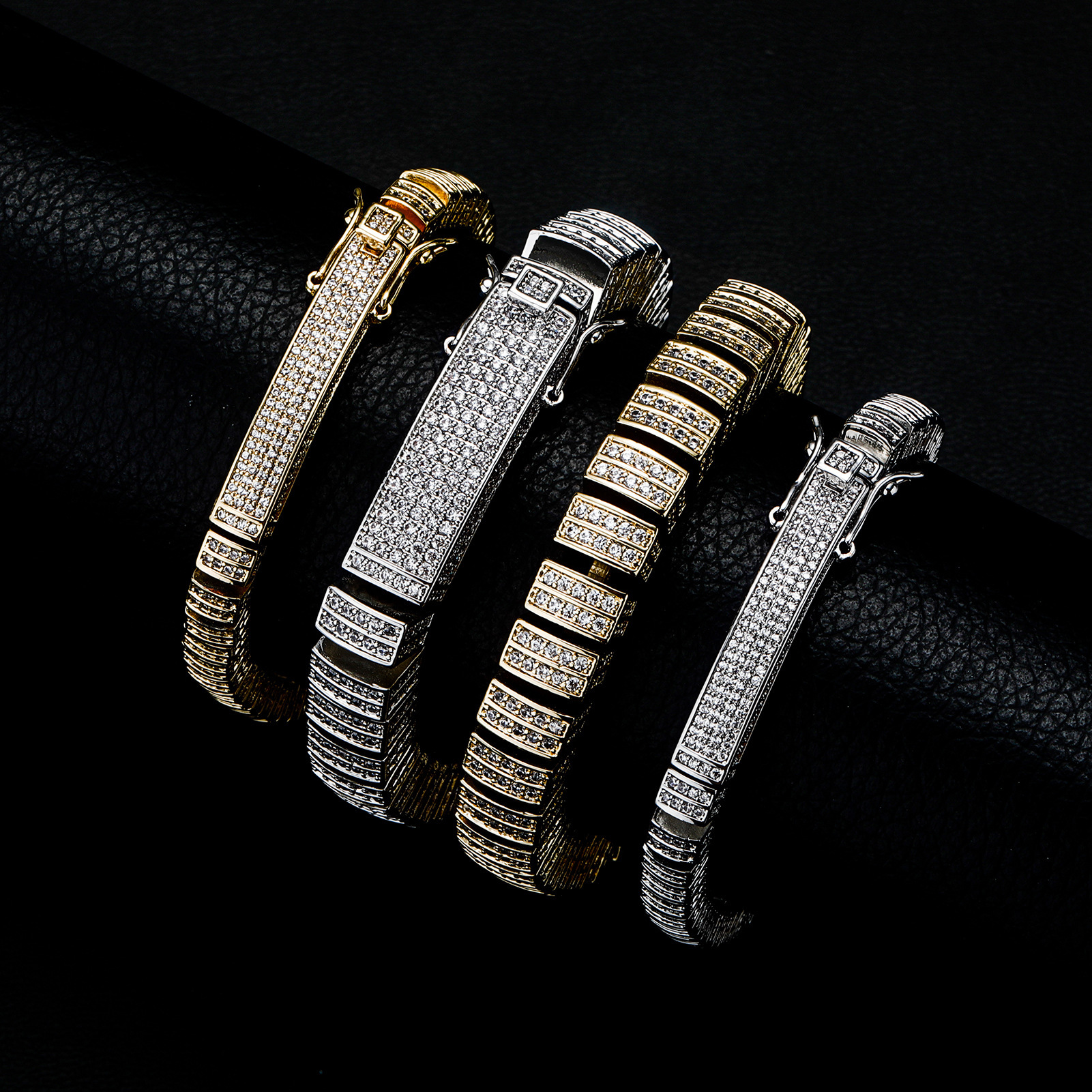 S925 Sterling Silver Luxury Tennis Chain Bracelet, Square Block VVS Moissanite Iced Out Stackable Promise Bracelet