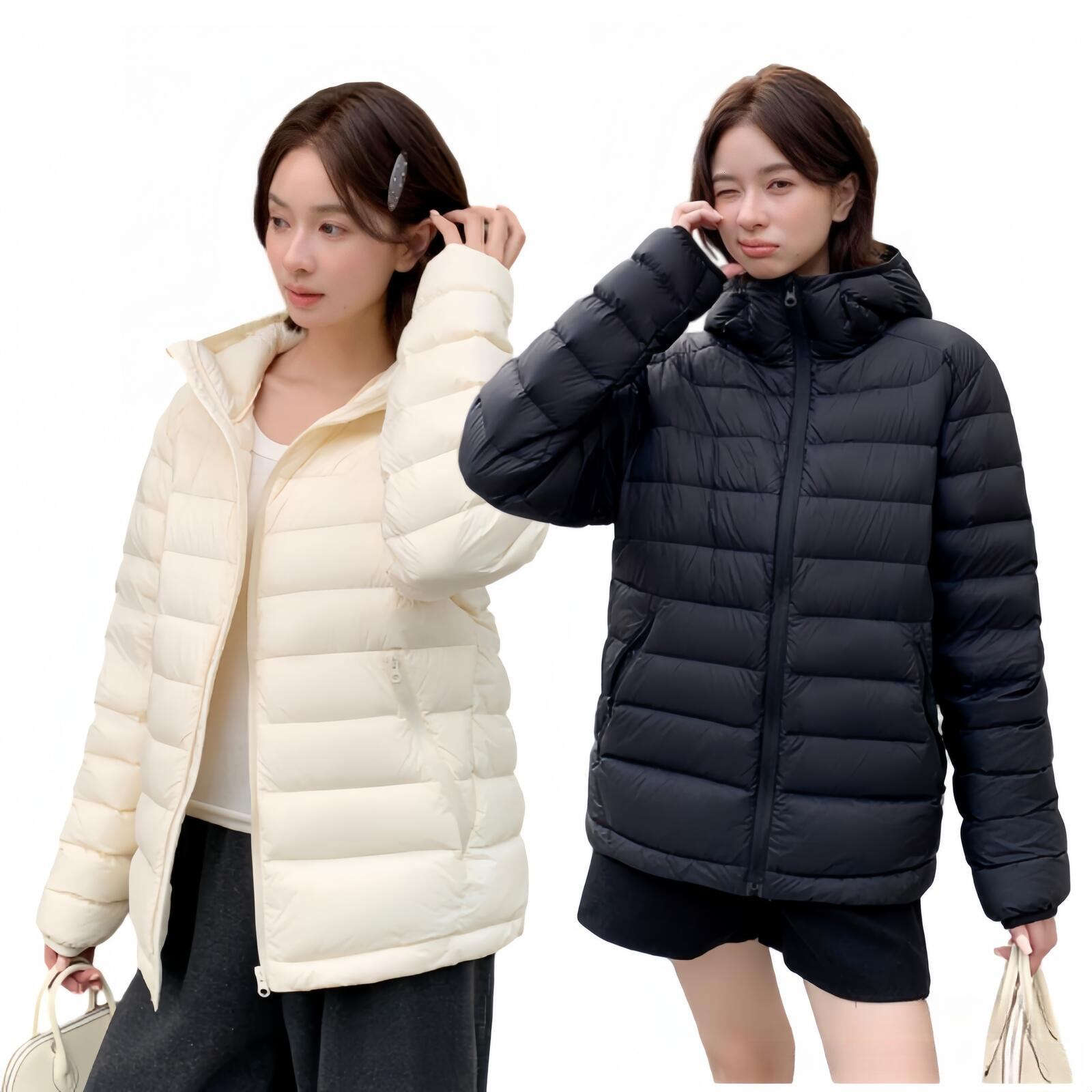 Women Down Jackets Womens Puffer Jacket Womens Coat Womens Short Winter Coat Lightweight Hooded Stand Collar Slimming Warm Down Jacket Long Sleeved