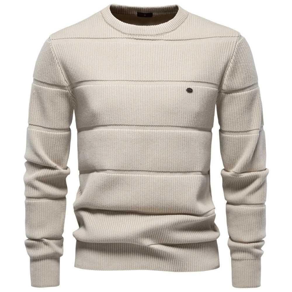 Neck Crew AIOPESON Sweater Men's Cotton Solid Color Pullover Ribbed Knit Jumpers Regular Fit Autumn Winter Casual Daily Wear Top M261016