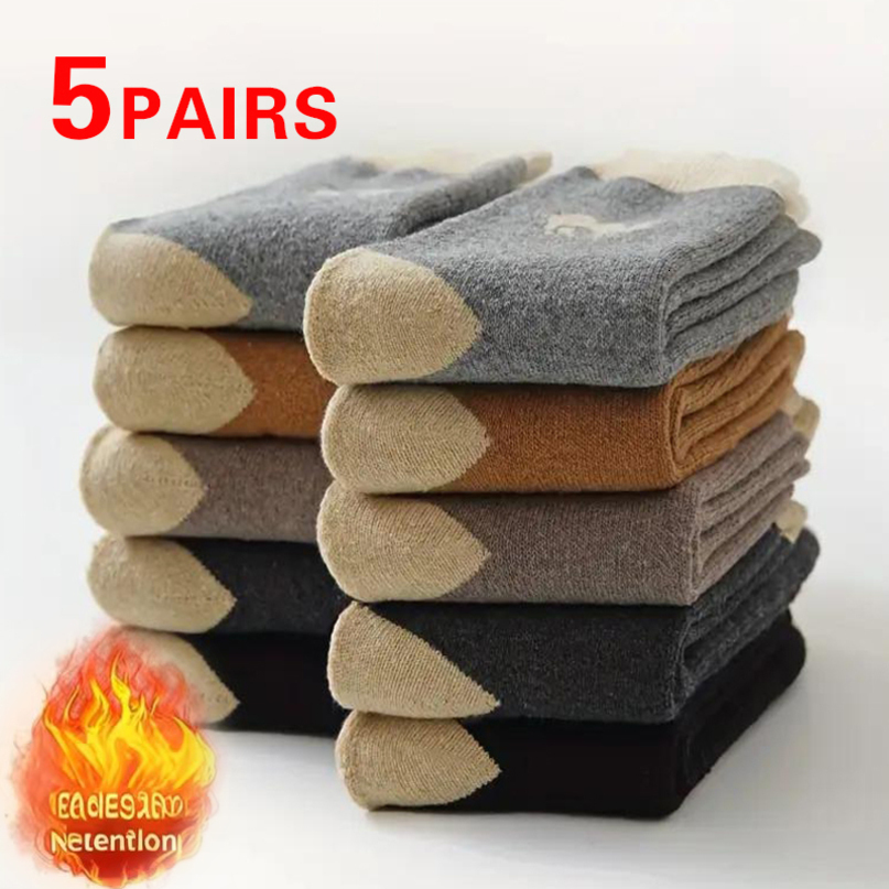 5 Pairs High Quality Winter Socks Mens Womens Outdoor Cold Resistant Warm Thick Snow Boots Long Man Gift Sox 3744 261019