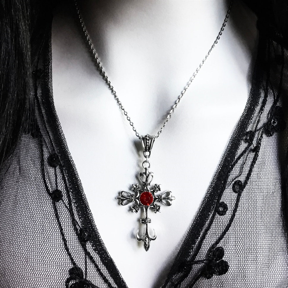 Luxury Elegant Dainty Jewelry Luxury Brand Designer Jewelry Foreign Trade Gothic Large Baroque Silver Cross Pendant Necklace Factory Direct Sale