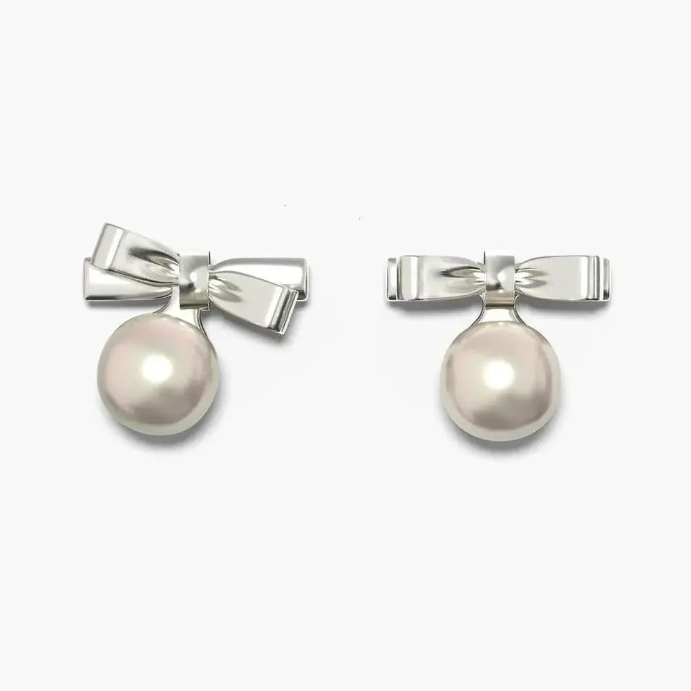 Mini Flat Stud Earring cubic zirconia Dhpet 2026 Dainty Bow Earrings S925 Silver Dangling Pearl Studs Electroplated Light Luxury Fashion Commute Jew