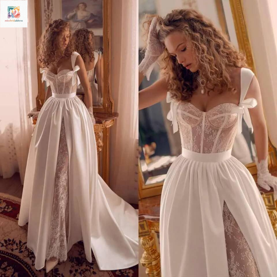 Customized Mermaid Wedding Dresses Beach Elegant Illusion Lace Appliques Bridal Gowns Formal Bride Dress Mb017