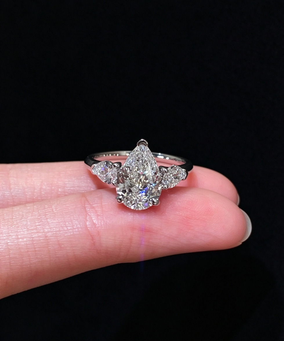 Wholesale IGI Certified 18K Gold D VS1 1.5ct 2ct Brilliant Cut Three Stone Lab Grown Diamond Engagement Ring Direct From Factory