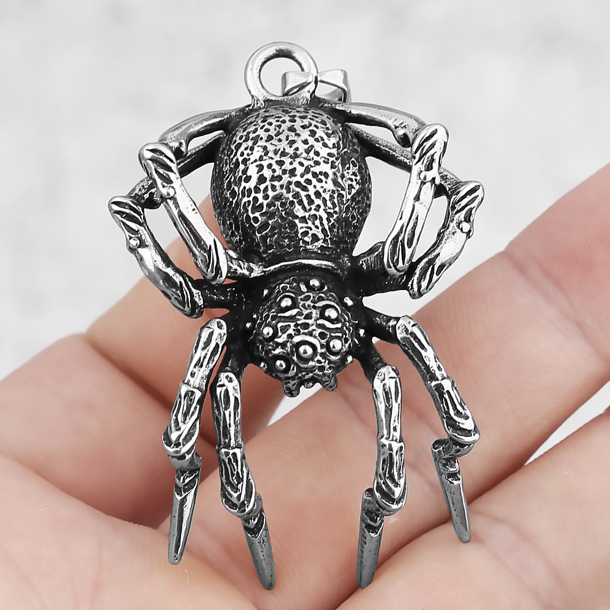 Stainless Steel Spider Pendant Necklace Vintage Gothic Unisex Tarnish Resistant for Daily Wear Gift