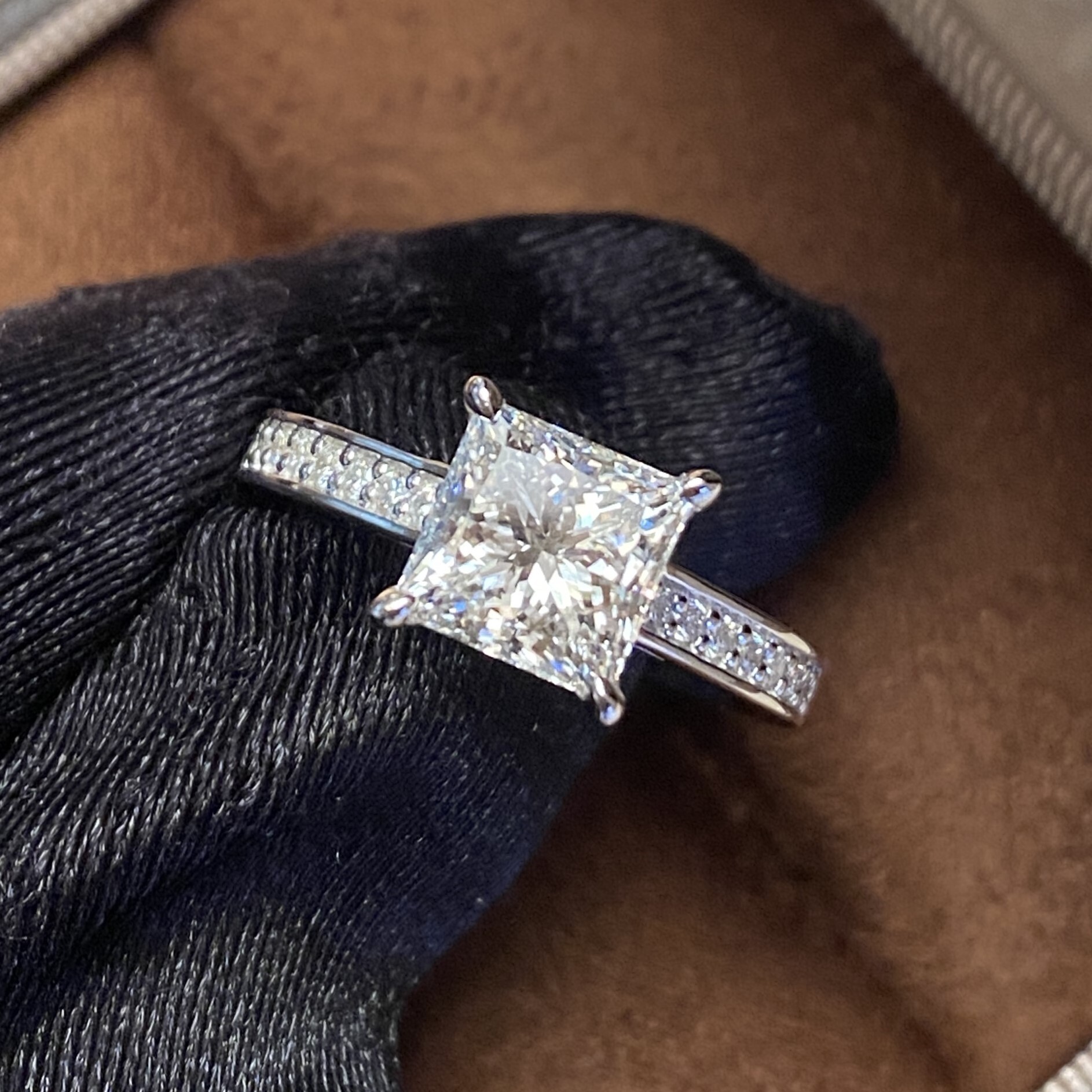 Designer Luxury Princess Cut Cvd Diamond Engagement Wedding Ring 10k 14k 18k Yellow/White/Rose Gold IGI Certified Lab Diamond