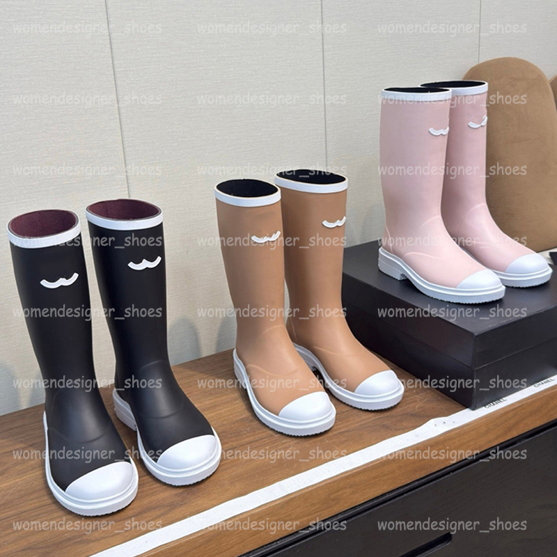 Fashion Women Rainboots Designer Rubber Boot Knee High Waterproof Classic Rain Boots Cowboy Booties Fall Winter Outdoor Footwear Casual Shoes