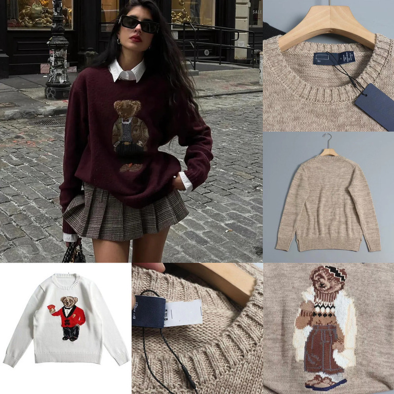 polio Designers Sweaters Women's Sweaters 2025 Sweater Winter Soft Basic Women Pullover Cotton Raplhs Lauent Bear Pulls Fashion Knitted Jumper