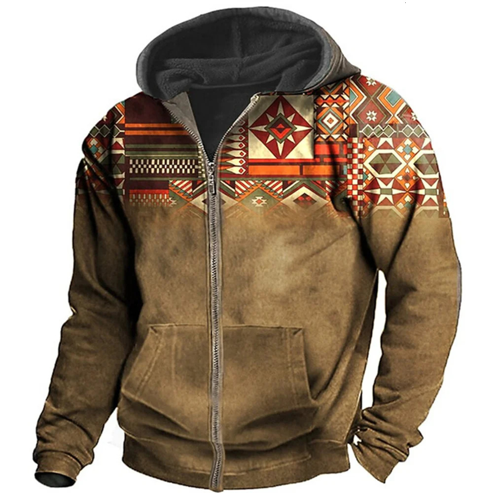 Vintage Y2K Zipper Golf Hoodie For Men Fashion Jacket Ethnic Mens Pullovers Jersey Sweatshirt Long Sleeve Casual Clothing Tops 261019