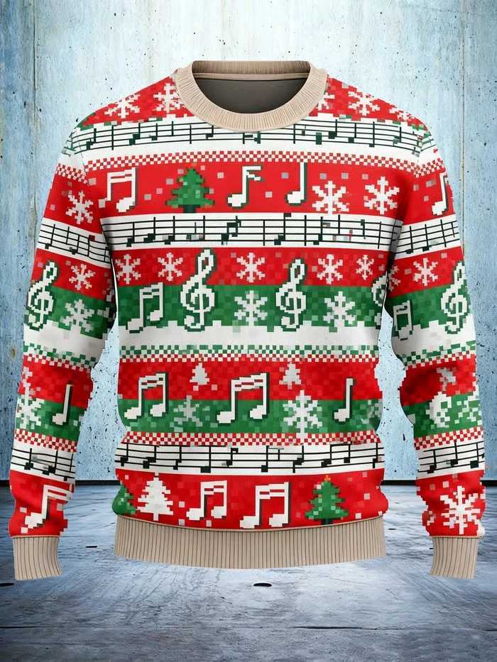 Fashion Musical Note Ugly Christmas Sweater For Women Clothes Hip Hop Santa Holiday Party Men Sweatshirts Casual Male Tracksuits T261019