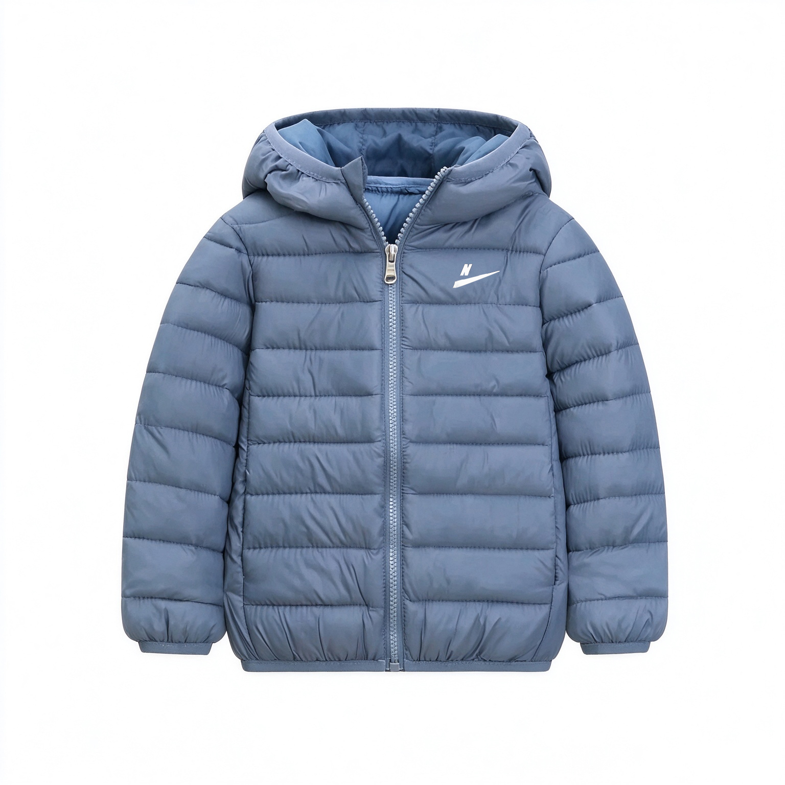 Unisex Kids Winter Puffer Down Jacket Hooded Zipper Style Warm Casual Outerwear Boys Girls Size 110-150CM