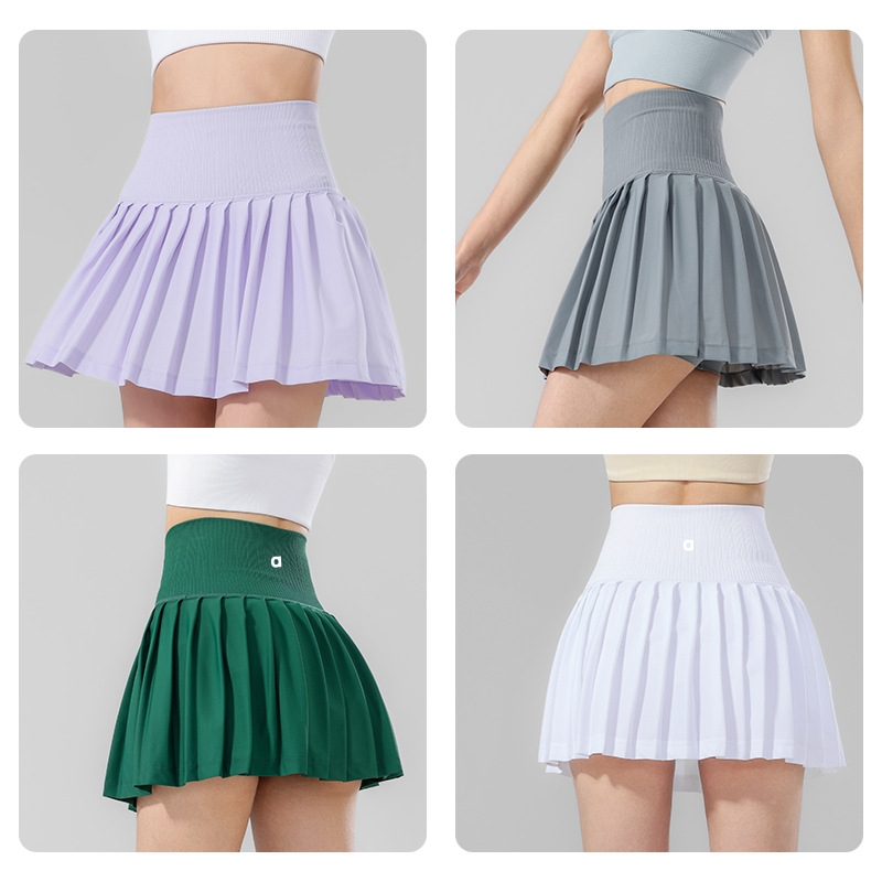 A3149 Yoga jupe plissée modeste deux pièces ensemble vêtements d'extérieur jupe de sport Tennis et Badminton jupe courte taille moyenne