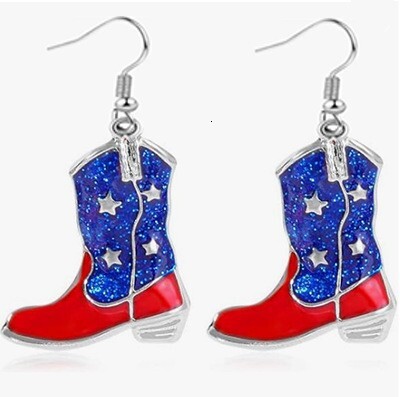 Luxury Brand Designer Jewelry American Independence Day Flag Acrylic Creative Design, Festive Earrings, Star-Shaped Decorations For Celebrations And